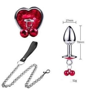 Plug anal en métal rouge avec attache s